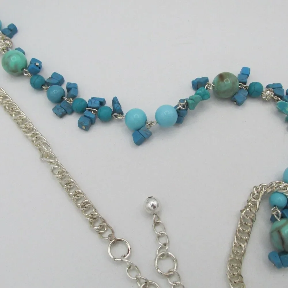 Chico's Palasa Long Turquoise Beaded Statement Necklace 39